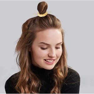 Minimalist Hair Cuff Bun Holder Cage Feather Gold